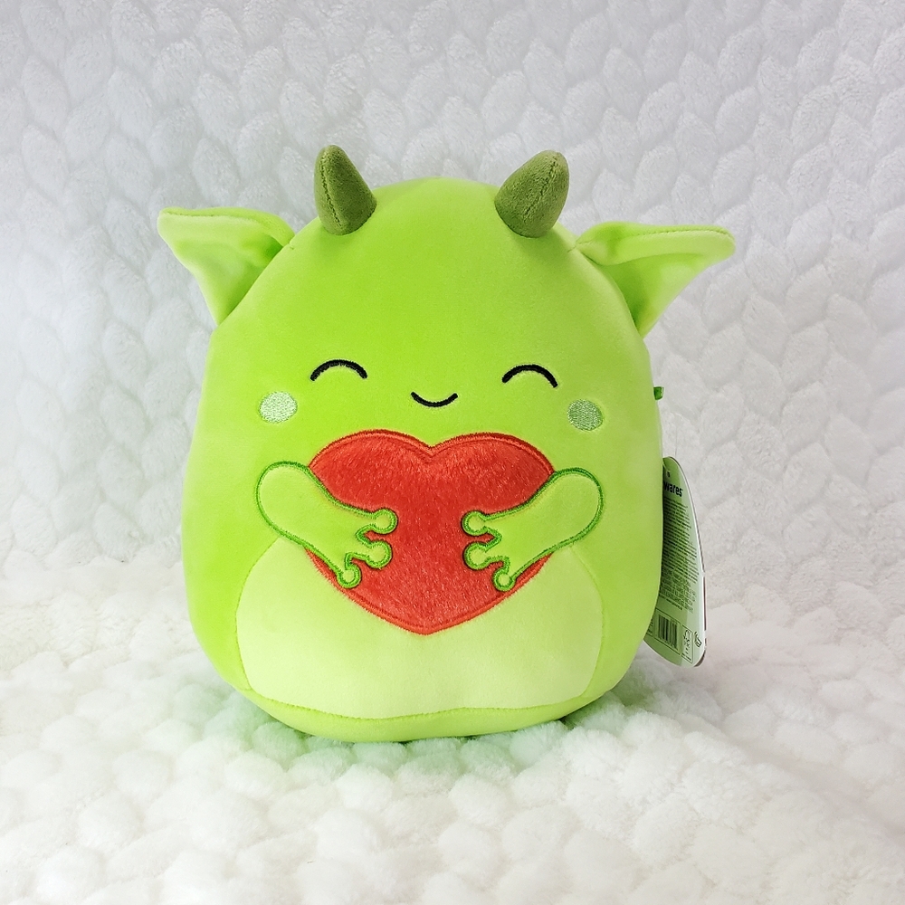 Fritzy Valentines Day 2025 Squishmallow 8 Inch BNWT Green Goblin with Heart